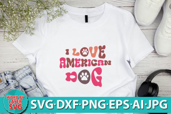 I Love American Dog RETRO SVG