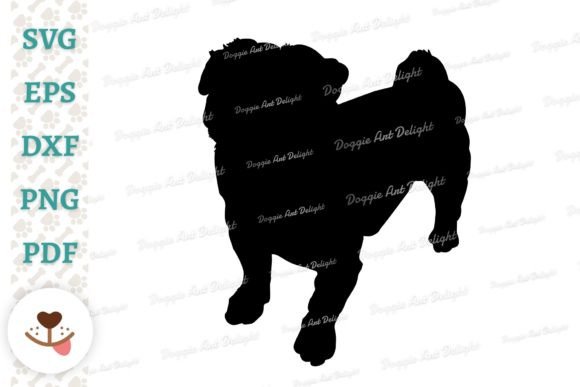 Pug Dog Silhouette Svg Png Dxf Cut File